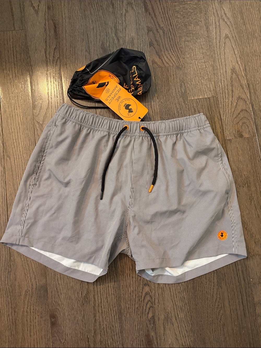 SAVE THE DUCK Black Swim Bag with Orange Logo Accents